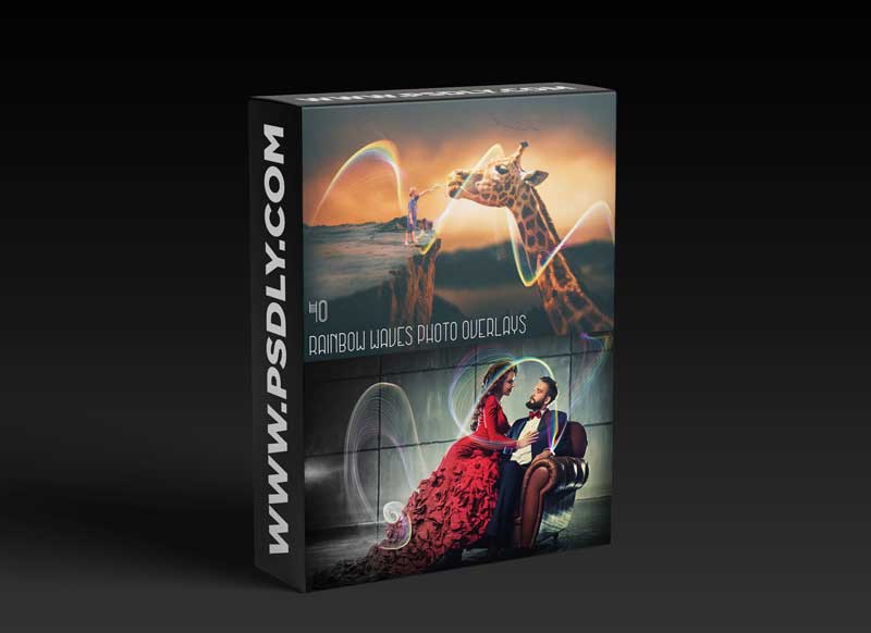 40 Rainbow Waves Photo Overlays