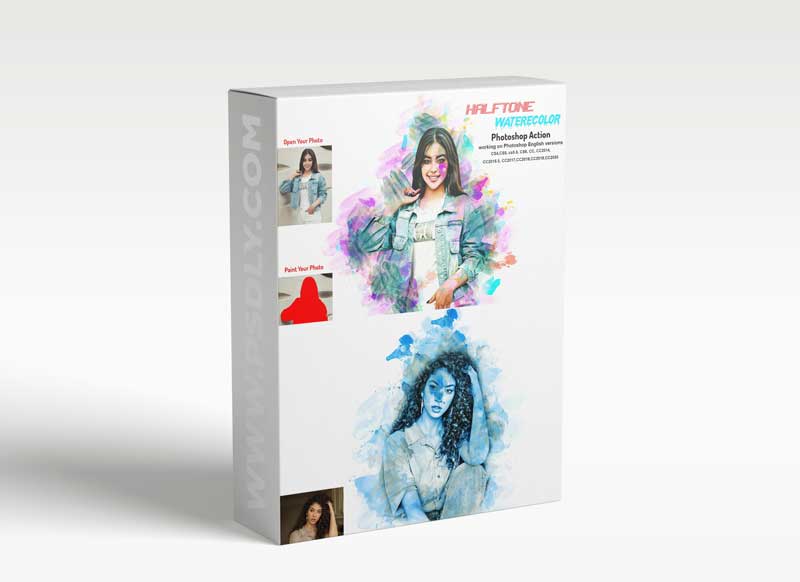 CreativeMarket - Halftone Watercolor Photoshop Action 5984723