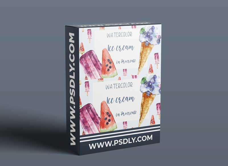 Digital Illustration of Food for Beginners: Watercolor Ice cream in Procreate on IPad