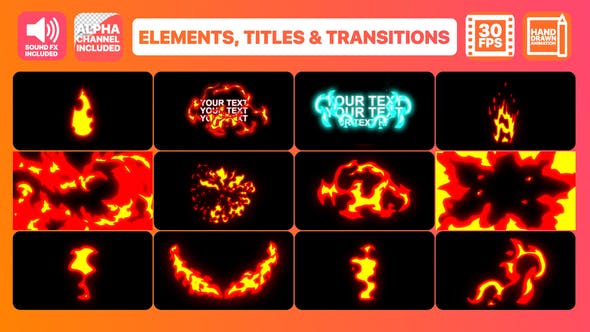 Videohive Fire Elements Titles And Transitions 22767001