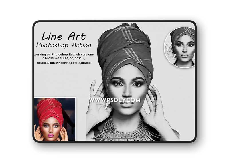 CreativeMarket - Line Art Photoshop Action 5327870