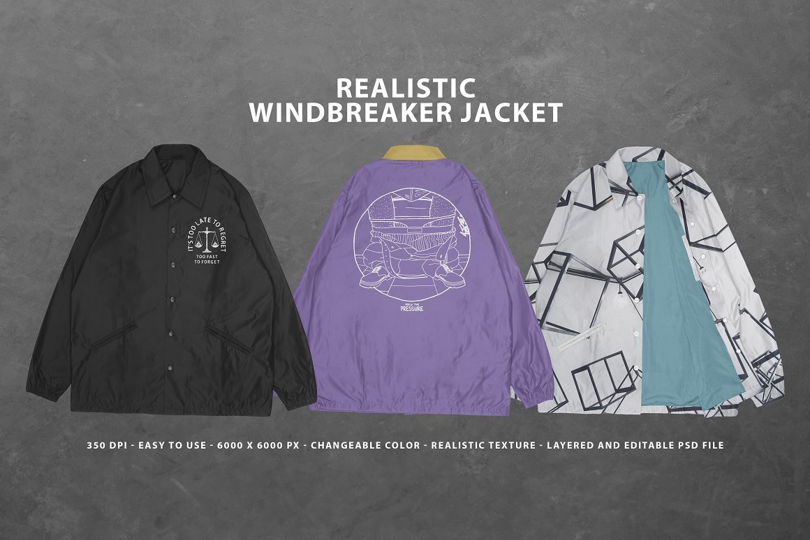 CreativeMarket - Realistic Windbreaker Jacket 6274355