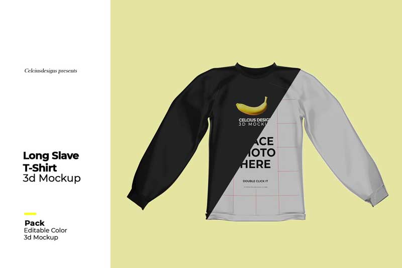 3D T-Shirt Long Slave Mock Up