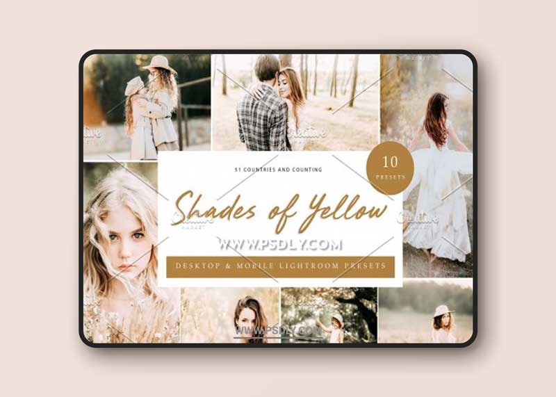 CreativeMarket - 10x Lightroom Presets Shades Yellow 6071356