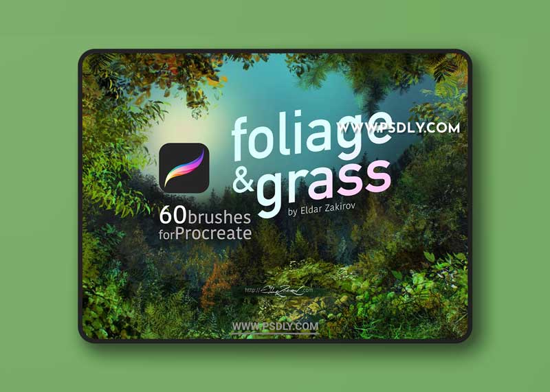 CreativeMarket - 60 Foliage & Grass Procreate brushes 5760856