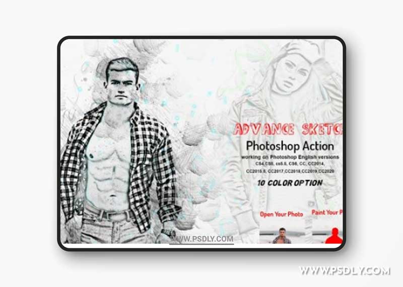 CreativeMarket - Advance Sketch Photoshop Action 5956234