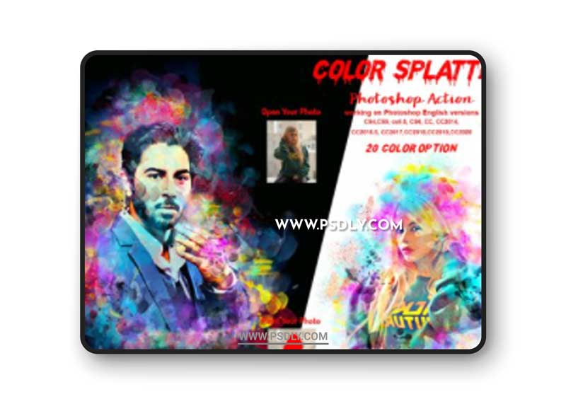 CreativeMarket - Color Splatter Photoshop Action 5976636