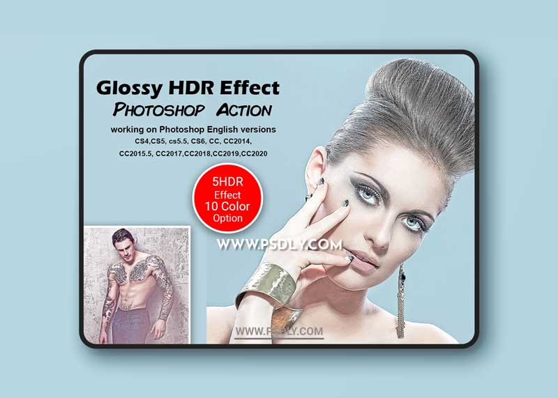 CreativeMarket - Glossy HDR Effect Photoshop Action 5556535