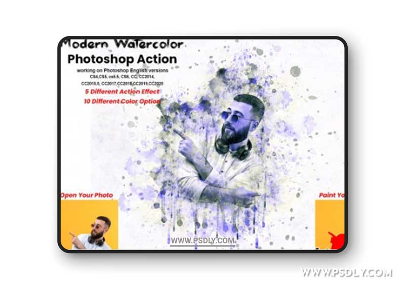 CreativeMarket - Modern Watercolor Photoshop Action 5741401