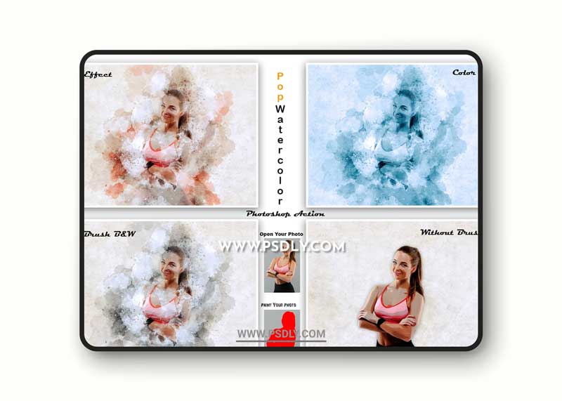 CreativeMarket - Pop Watercolor Photoshop Action 5561304