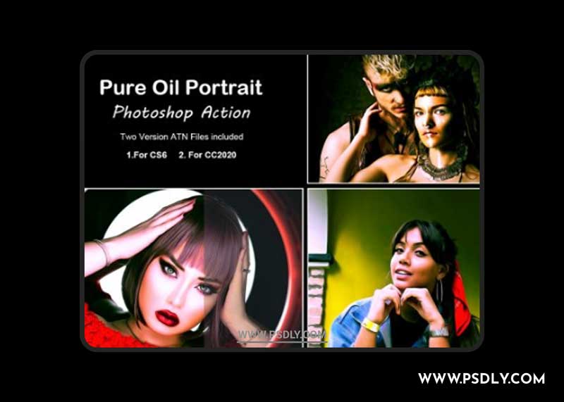 CreativeMarket - Pure Oil Portrait Photoshop Action 5360743