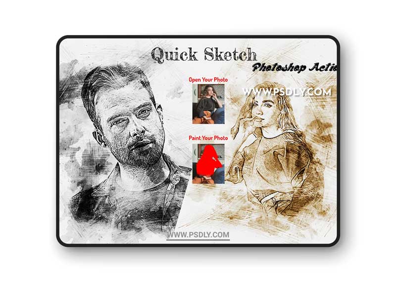 CreativeMarket - Quick Sketch Photoshop Action 6261894