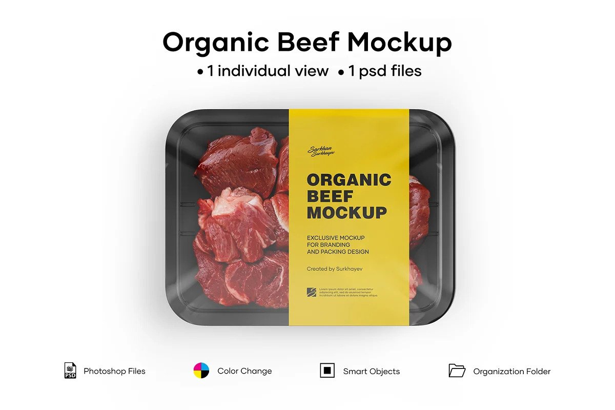 CreativeMarket - Diced Beef Tray Mockup 5242169