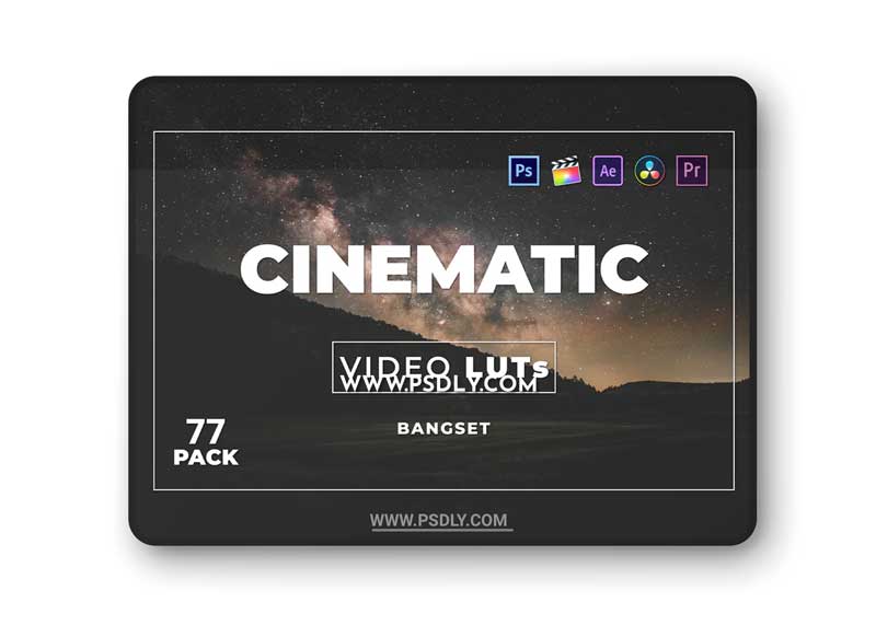 Bangset Cinematic Pack 77 Video LUTs 6L3MD6Z