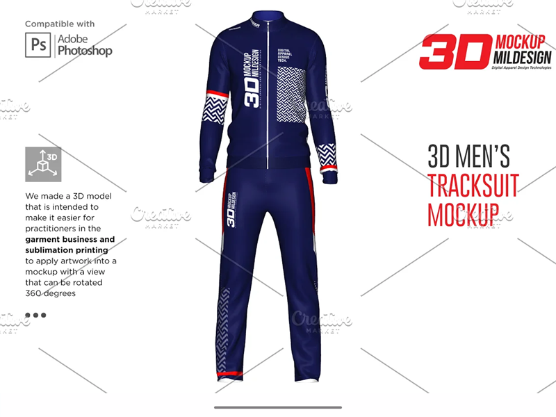 CreativeMarket - 3D Men's Tracksuit Mockup 5963461