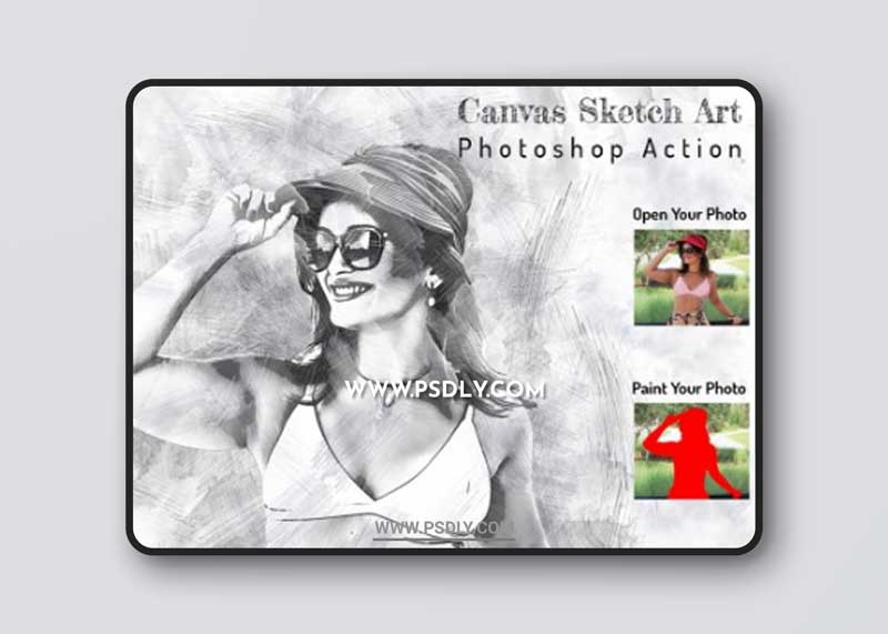 CreativeMarket - Canvas Sketch Art PS Action 6376926