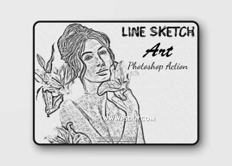 CreativeMarket - Line Sketch Art Photoshop Action 6204220