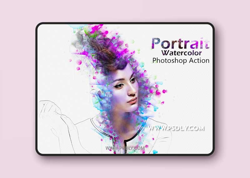 CreativeMarket - Portrait Watercolor Photoshop Action 5204400