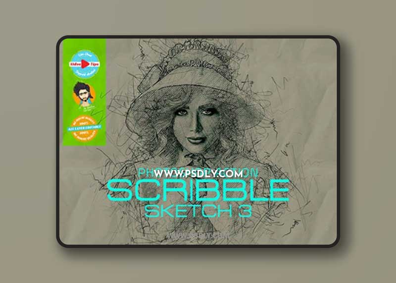 CreativeMarket - Scribble Sketch Photoshop Action 5953854