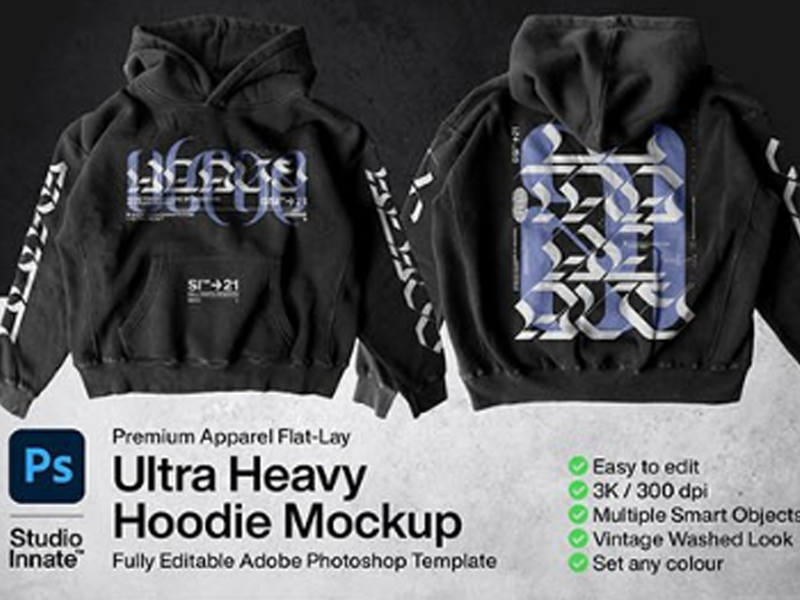 CreativeMarket - Ultra Heavy Hoodie Mockup 5953613