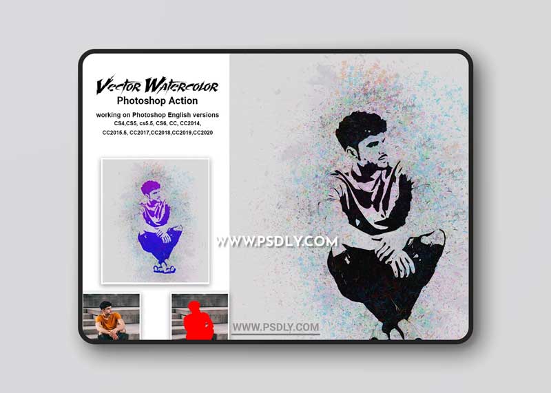 CreativeMarket - Vector Watercolor Photoshop Action 6373794