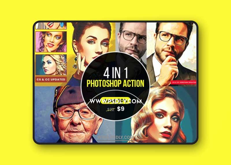 GraphicRiver - 4 in 1 Cartoon Oil Painting PS Action Bundle 33521544
