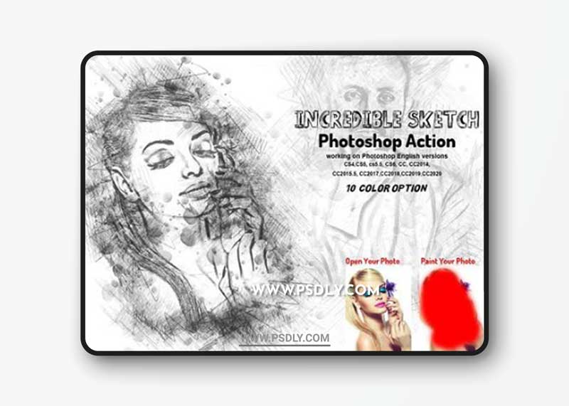 Incredible Sketch Art Action for Photoshop + Brushes