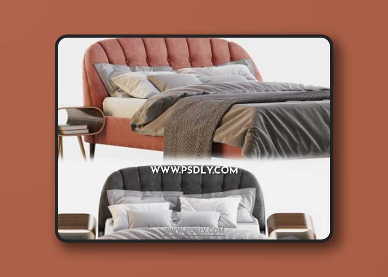 MARGOT BED VELVET 3D Model