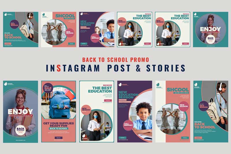 Back To School Instagram Post & Story 64SS39Q