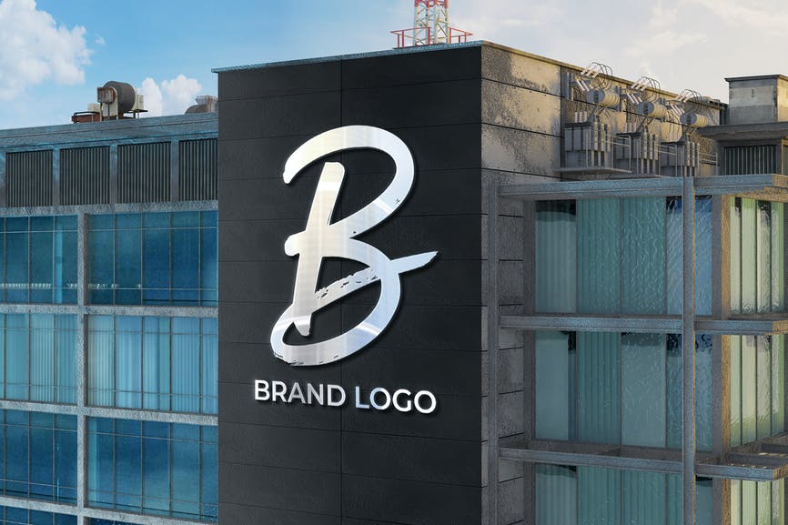 Logo Mockup on Office Building Facade DRKUPRL