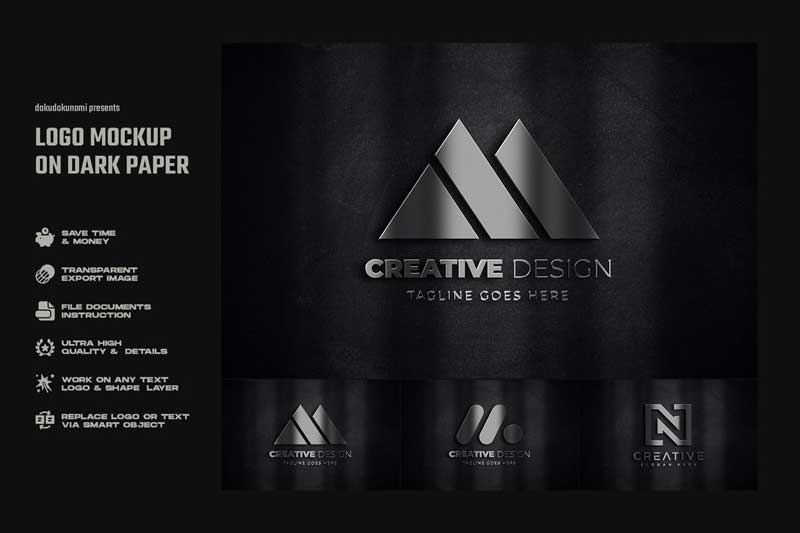 Logo Mockup on Dark Paper AP4HL55