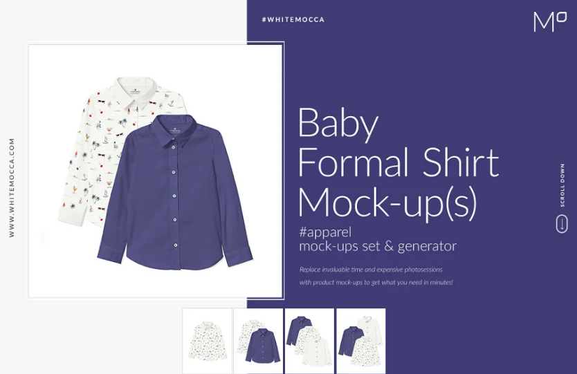 CreativeMarket - Baby Formal Shirt Mock-ups Set 4543370