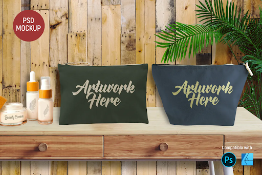 Canvas Cosmetic Bag Mockup T58UQL9