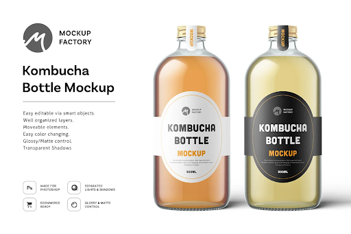 CreativeMarket - Kombucha Bottle Mockup 5193947