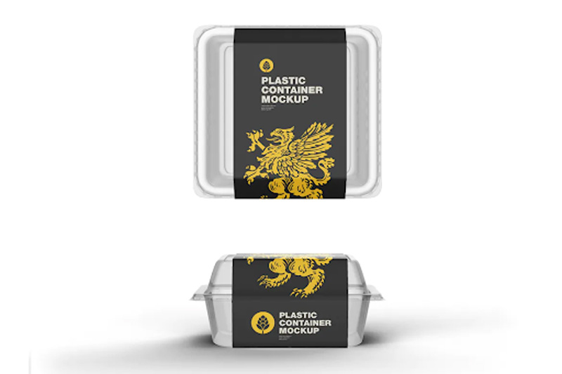 Plastic Container Mockup - Top and Front View QBXV7PG