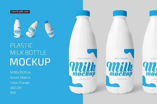 CreativeMarket - Plastic Milk Bottle Mockup 5294612