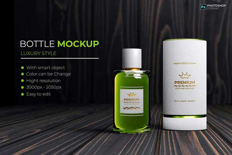 Luxury Bottle Mockup - Realistic Texture VNJ9U4M