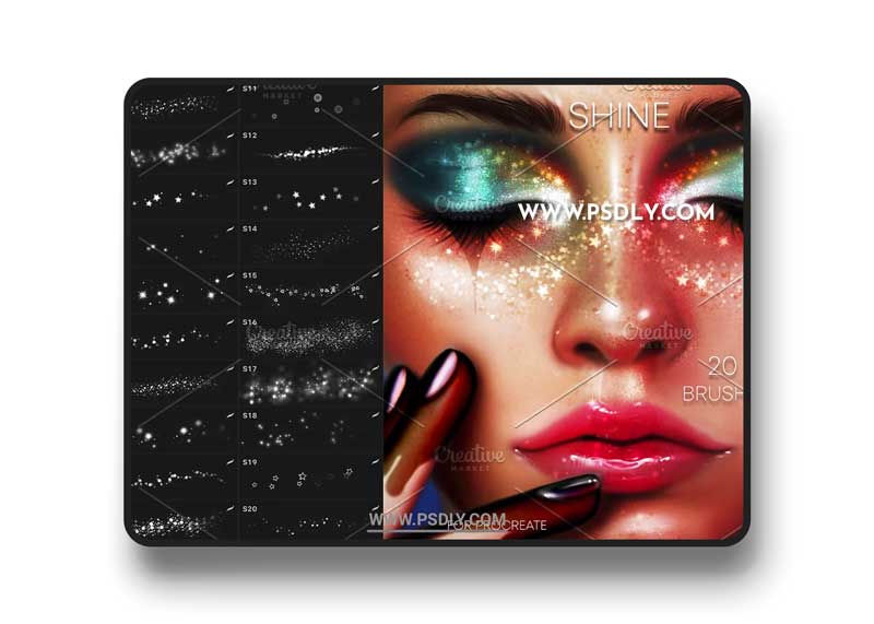 CreativeMarket - 20 Face Shine Brushes for Procreate 5231533