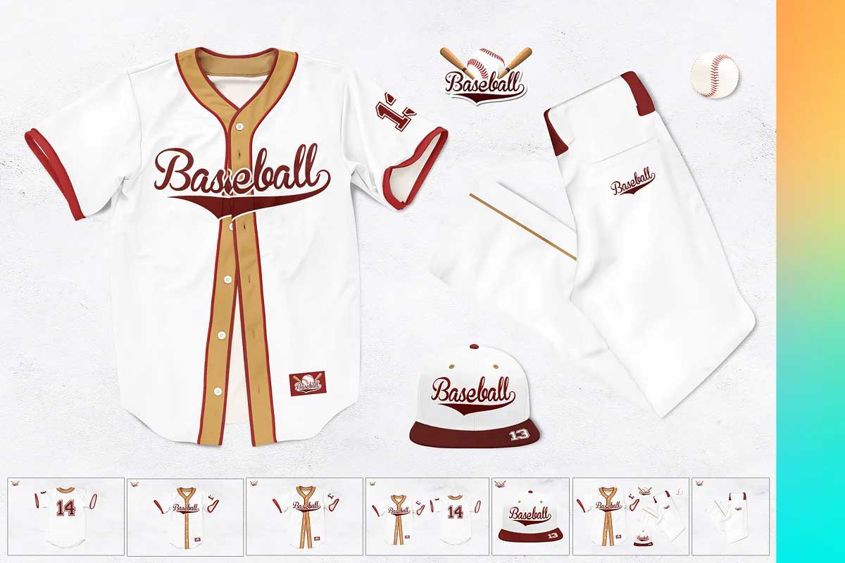 CreativeMarket - Baseball Clothing Set Mock-ups 6416975