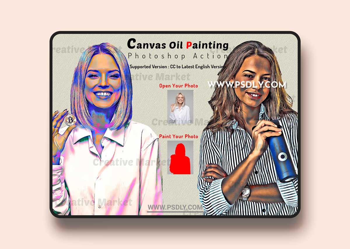CreativeMarket - Canvas Oil Painting Photoshop Action 6481461