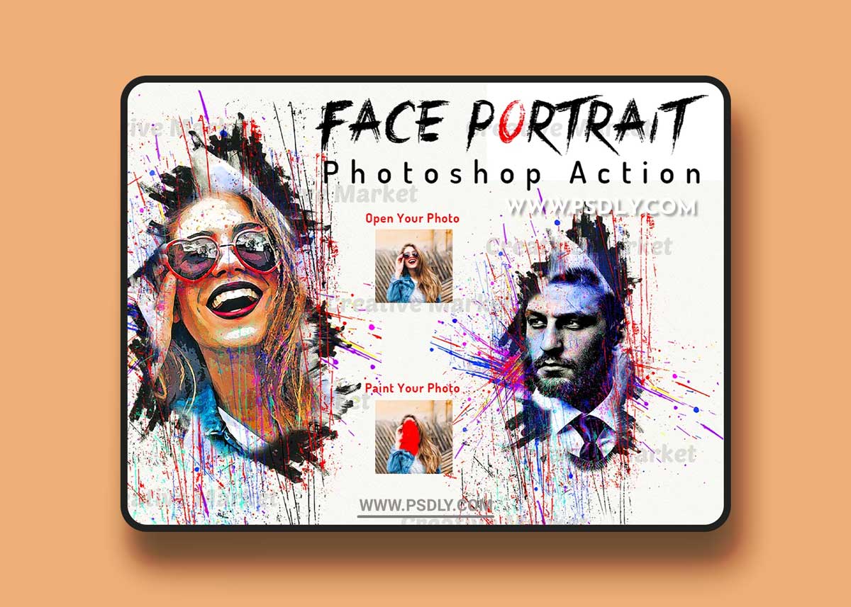 CreativeMarket - Face Portrait Photoshop Action 6495555