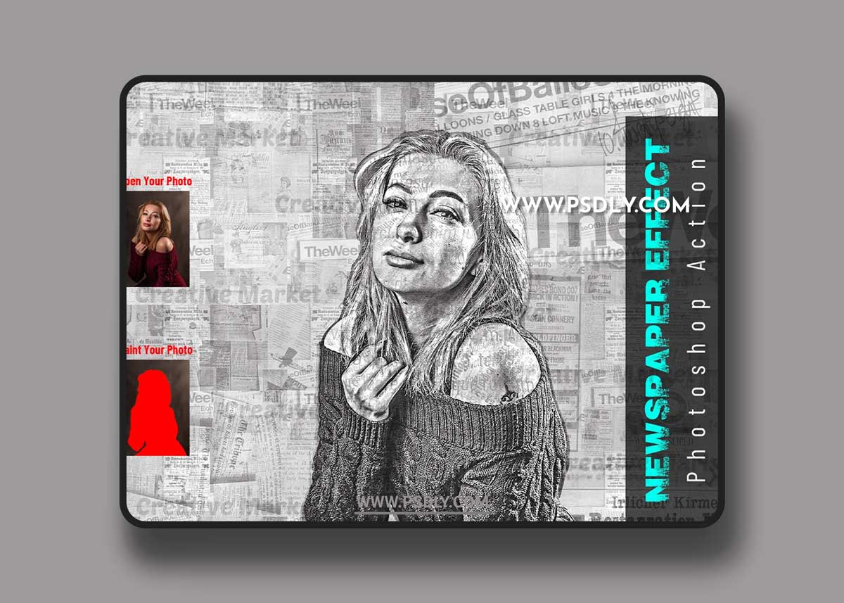 CreativeMarket - Newspaper Effect Photoshop Action 6523018