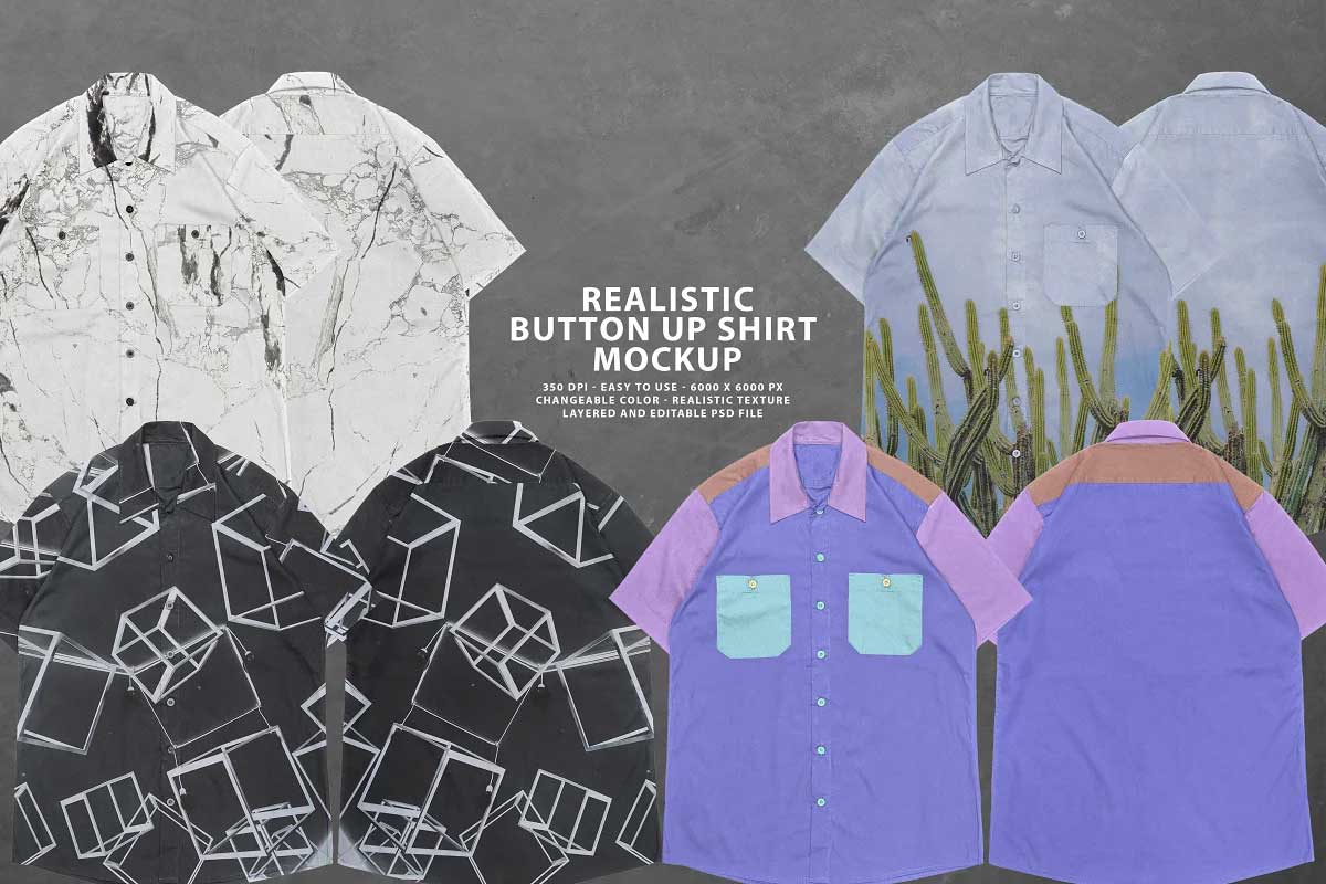 CreativeMarket - Realistic Button-Up Shirt Mockup 5931439