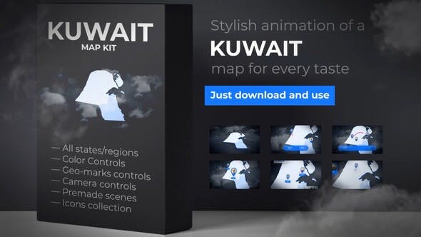 Videohive Kuwait Map - State of Kuwait Map Kit 28165339