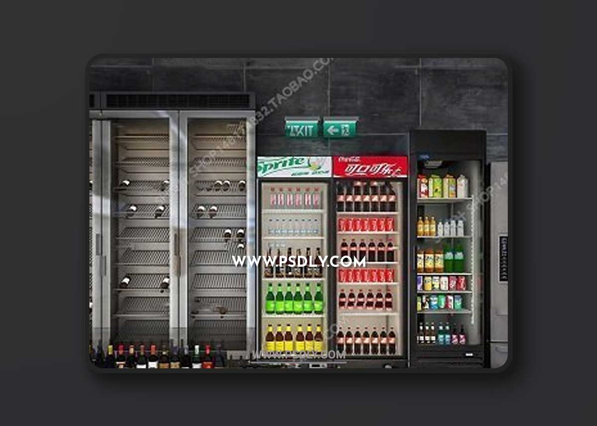 Modern Refrigerator, Freezer, Wine Cabinet Combination