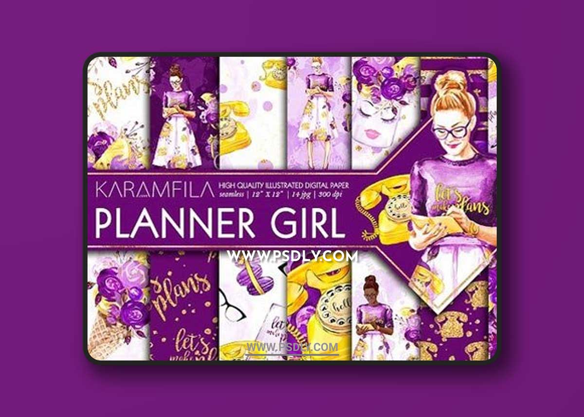 Planner Girl Digital Paper