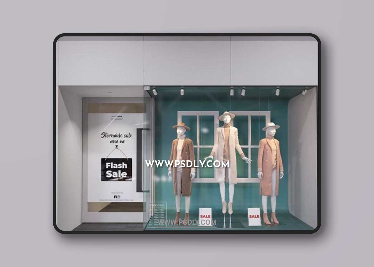 Shop front with female mannequins 3D Models