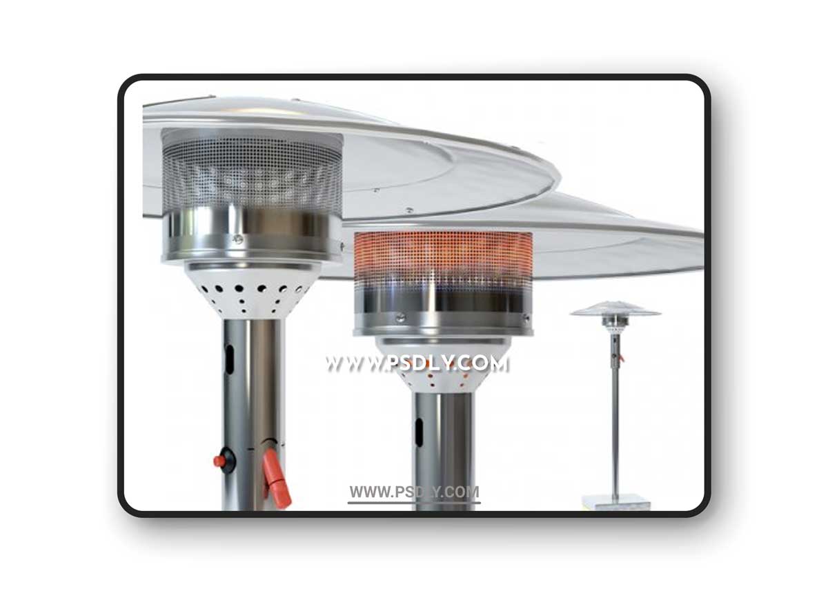 Street infrared gas heater wood 3D Models