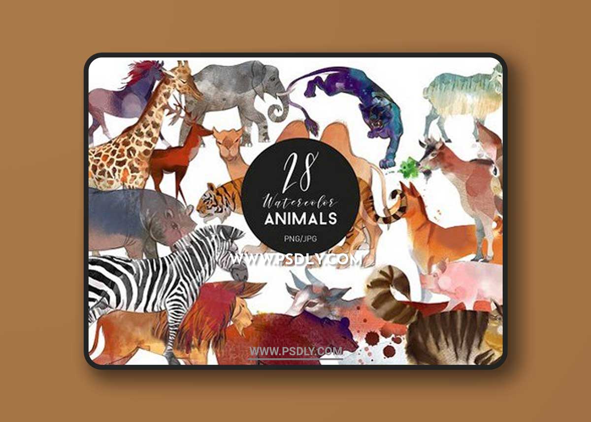 Watercolor animal set