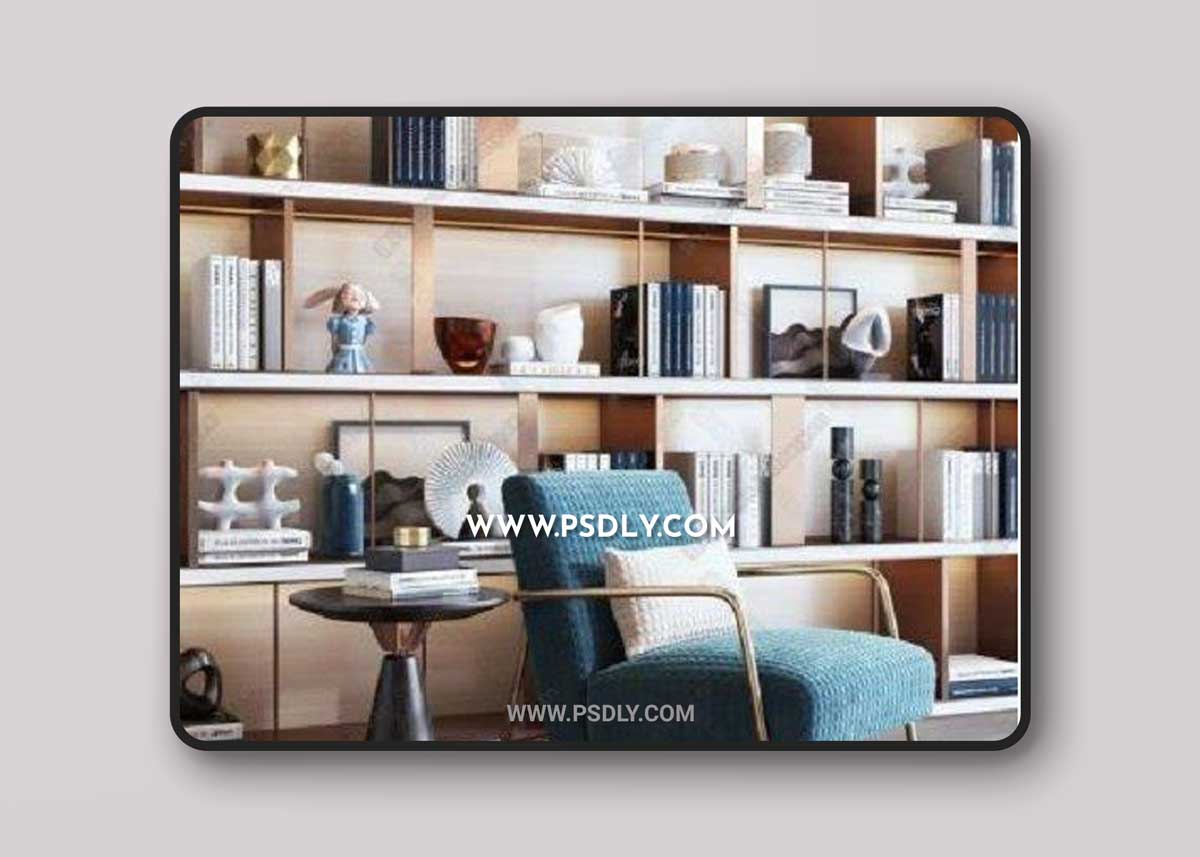 Modern Luxury Sales Office / bookcase / single chair combination